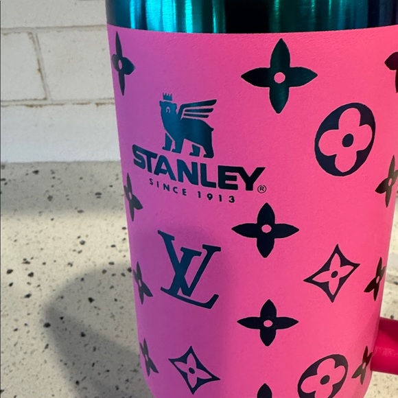 Stanley The Quencher Pink Tumbler with Blue and Gold Inspired Monogram 40 oz - Picture 10 of 10